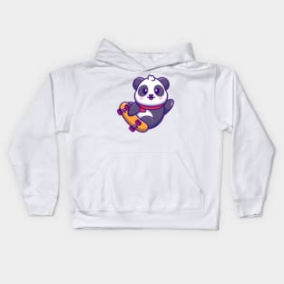 Cute panda play skateboard cartoon Kids Hoodie